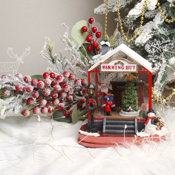 Фото для Сувенир новогодний Дом Деда Мороза с подсветкой и звуковыми эффектами 17,5см