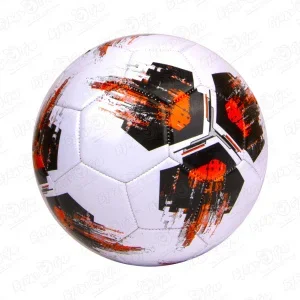 Фото для Мяч футбольный белый с черно-оранжевыми вставками