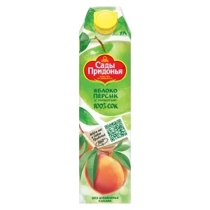 Фото для Сок Сады Придонья яблоко-персик с мякотью 1л с 3лет
