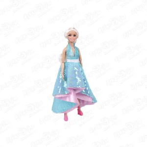 Кукла София в голубом бальном платье с паетками с розовыми аксессуарами