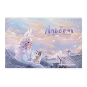 Фото для Альбом для рисования Романтичная девочка и кот 290х205мм 40л