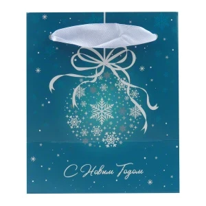 Фото для Пакет подарочный Русское рождество 14х12х8см синий