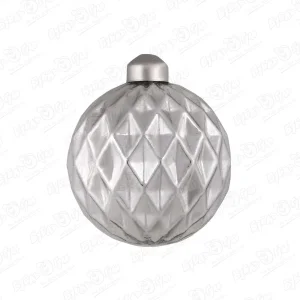 Украшение елочное шар серебряный узор сетка стеклянный 8см