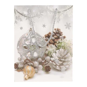 Фото для Пакет подарочный с Новым Годом серебро 24х18х10см в ассортименте 