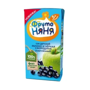 Фото для Сок ФрутоНяня яблоко-черная смородина 200мл с 5мес