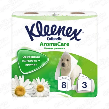 Фото для Туалетная бумага Kleenex AromaCare Нежная ромашка 8 рулонов