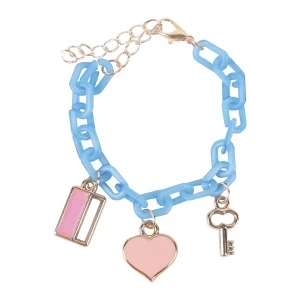 Фото для Браслет в виде крупной цепочки с подвесками голубого цвета