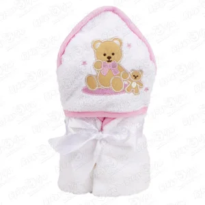 Полотенце BUBURU Baby Мишка розовое 75х75см