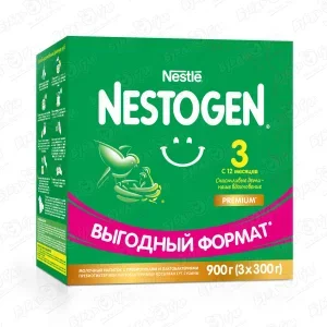 Молочко Nestle NESTOGEN Premium 3 с пребиотиками и лактобактериями 900г с 12мес БЗМЖ