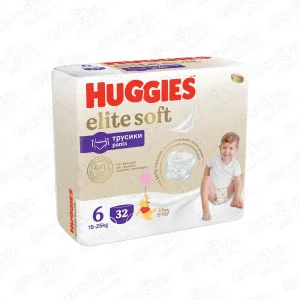 Подгузники-трусики HUGGIES elite soft 6 15-25кг 32шт
