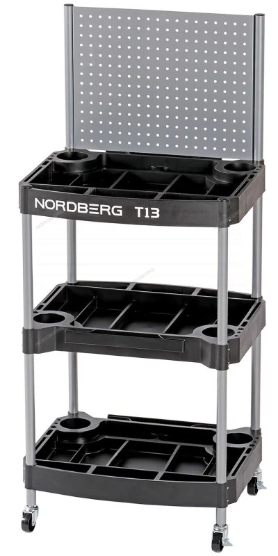 Фото для Тележка инструментальная с 3 пластиковыми полками и перфорацией NORDBERG T13