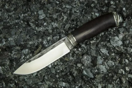 Фото для Нож "Лань"сталь Х12МФ (марёный граб+гарда-мельхиор+кольцо)