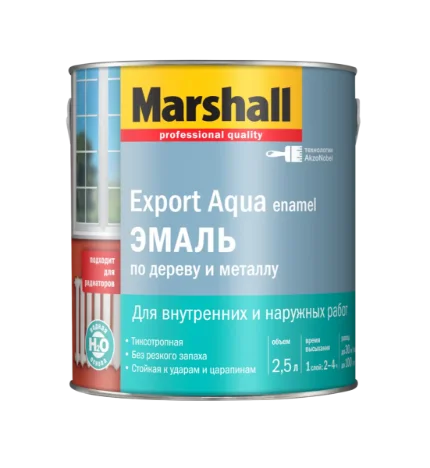Эмаль для дерева и металла, на водной основе,белая, глянцевая Marshall Export Aqua 0,5 л AkzoNobel