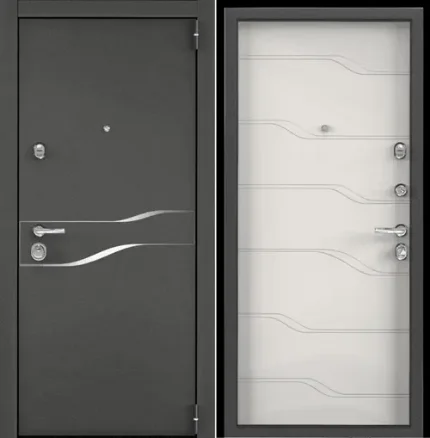 Дверь металлическая колоре гриджио SP-15,правая,МДФ СТ милк матовый SO-HT-6,фурн.хром 950*2050*70 (1
