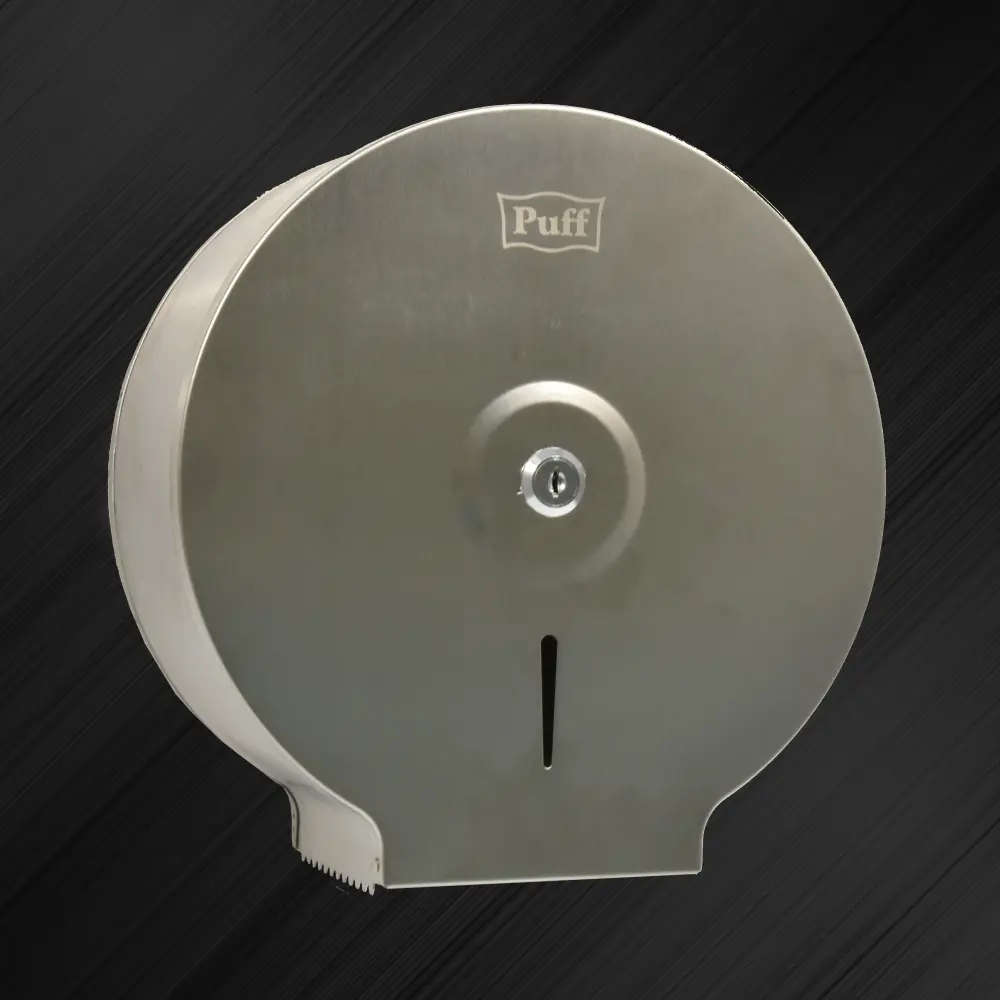 Диспенсер для туалетной бумаги Puff-7610 антивандальный, хром мат., с ключем