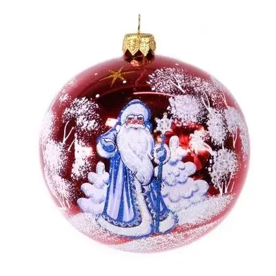 Шар "Дед Мороз", стекло, цвет в асс., 9,5 см