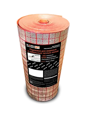 Фото для Подложка для системы "Теплый пол" оранжевая с разметкой 30000*1000*3мм - 30м.кв. Глобекс