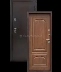 Дверь металлическая антик медь,левая, ПВХ Орех рифленый, королевский 850*2050 (1,5мм) Город Мастеров