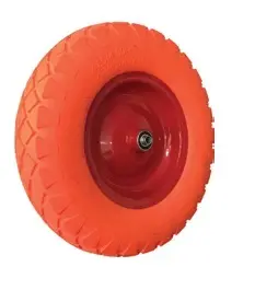 Колесо для тачки строительное, пенополеуретан, оранжевое, красное 395мм