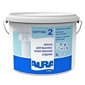 Фото для Краска в/д для потолков глубокоматовая "Aura Cotton, Luxpro 2" 2,5 л ЭСКАРО