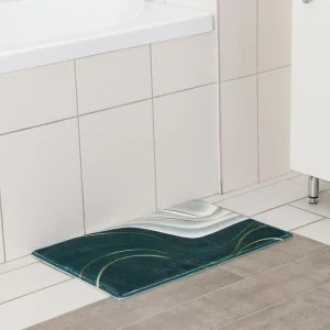 Фото для Коврик для ванной флис 40х60 см КАМЕНЬ зеленый