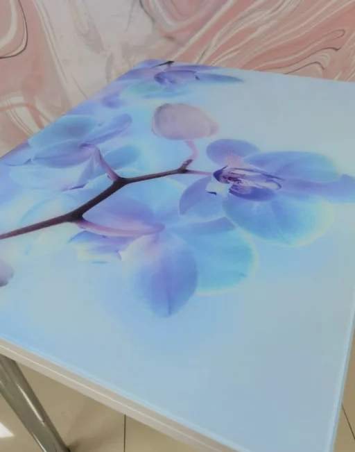 Стол обеденный ломберный Аверс (Голубая орхидея/Бадега светлая)