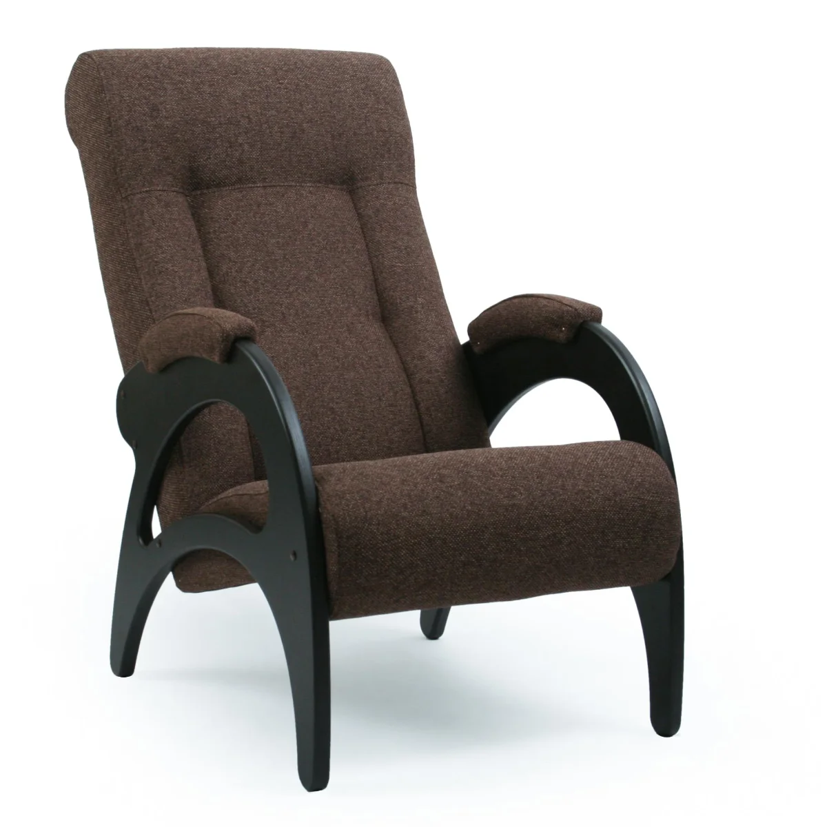 Кресло для отдыха Аура Модель 41 без лозы (Орех-эмаль/Ткань рогожка Коричневый Malta 15)