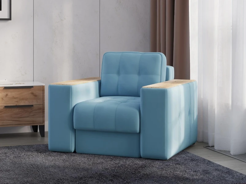 Фото для Кресло Виконт (Светло-голубой/Дуб канадский)