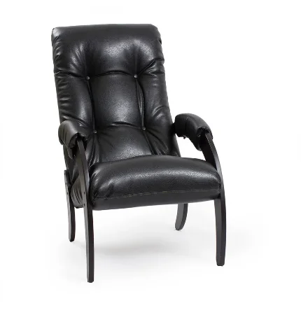 Кресло для отдыха Консул Модель 61 (Венге-эмаль/Экокожа Черный Vegas Lite Black)