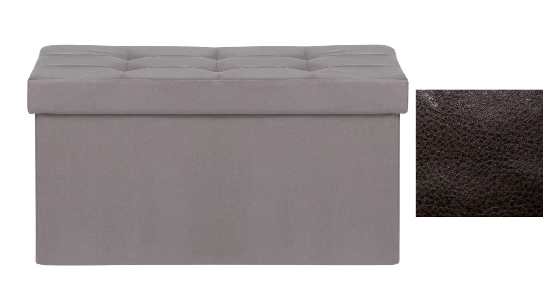 Фото для Пуф Leset Леда складной с крышкой (Varana DK Brown коричневый экокожа)