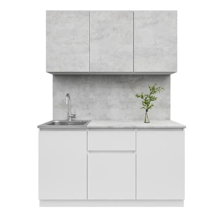 Фото для Кухня Лето 1,5 (Белый/Цемент светлый)