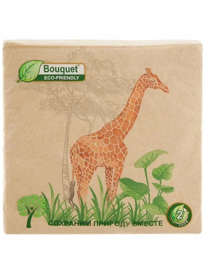 Салфетки Bouquet eco-friendly 33х33,2-хсл,25л "Крафт" Африканские мотивы.Зебра /12