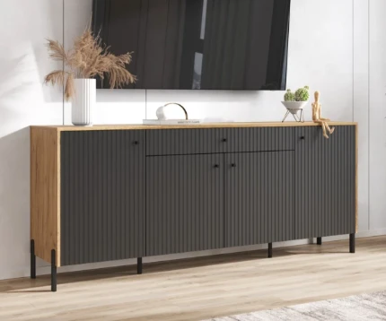 Фото для Оливия Комод 2000 МЕТАЛЛ (Дуб крафт / Графит софт) МИФ