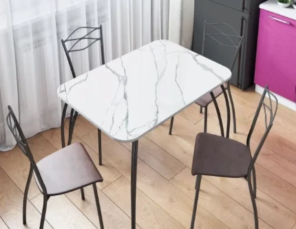 Фото для Стол кухонный прямоугольный 1000*670 (Мрамор белый) МИФ