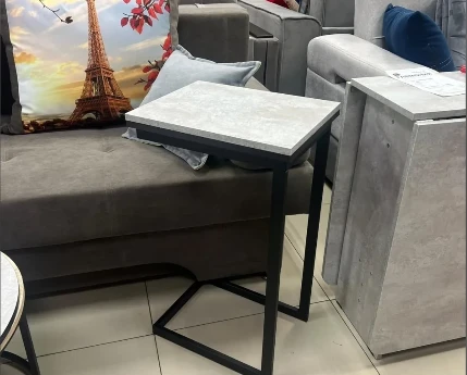 Фото для Стол придиванный (Черный матовый, Цемент) САН