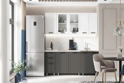 Фото для Кухня Монако 1,8м (490) Компоновка №1 (Белый снег Софт / Софт графит) МИФ