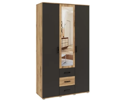 Фото для Шкаф 3-х ств БЕЛЛА (гостиная) (Графит, Дуб крафт) МИФ