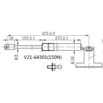 Фото для Амортизатор стекла багажника JETT V21-64301 LH Terrano D21/R50