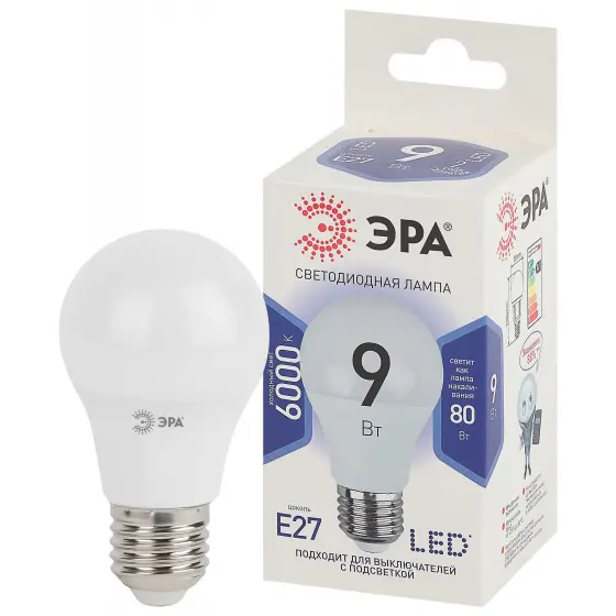 Лампа ЭРА STD LED A60-9w-860-E27