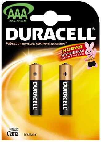 Батарейка Duracell LR03-2BL BASIC (24/96/14592)