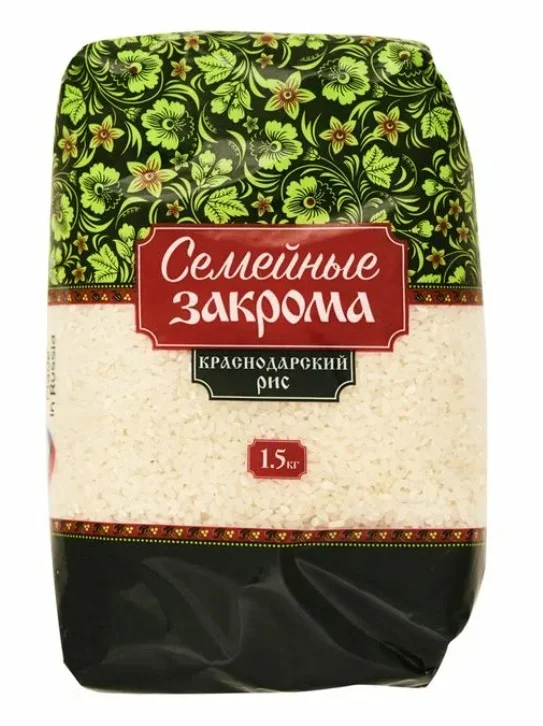 Рис круглозерный Краснодарский 1,5кг. Семейные закрома