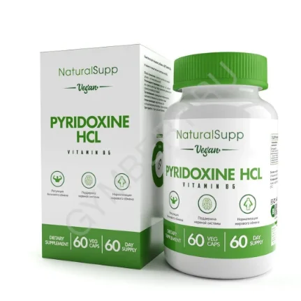 Фото для Natural Supp Vitamin B6 (Pyridoxide hydrochloride) 6 мг 60 caps, шт., арт. 3007016