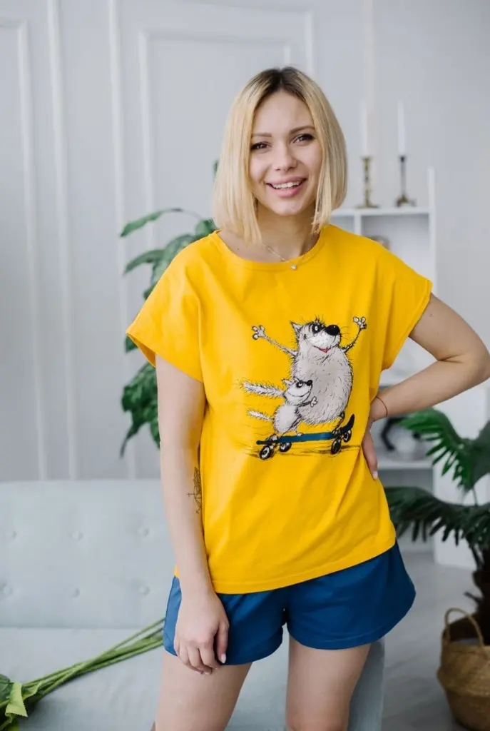 Пижама женская шорты футболка хлопок кулирка с лайкрой