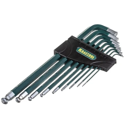 Фото для Ключи имбусовые HEX (1,5-10,0мм) 9шт удлиненных с шаром, противоскол.покрытие - KRAFTOOL