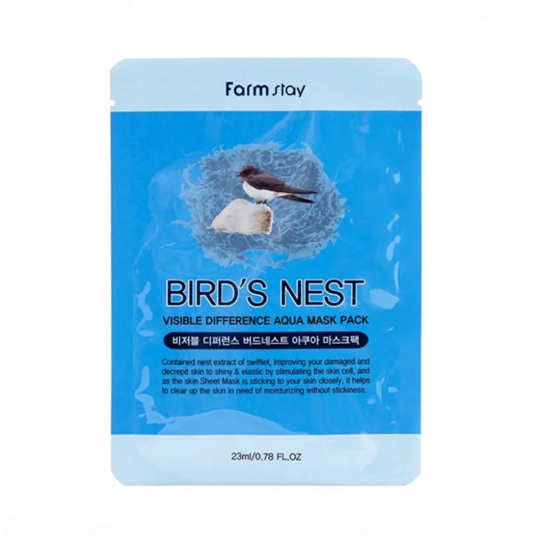 FarmStay Visible Difference Mask Sheet Birds Nest – Тканевая маска для лица с экстрактом ласточкиного гнезда, 23мл.