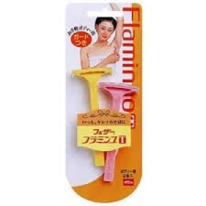 Фото для Feather Flamingo Одноразовый бритвенный станок для тела с одним лезвием с защитой от порезов 2шт