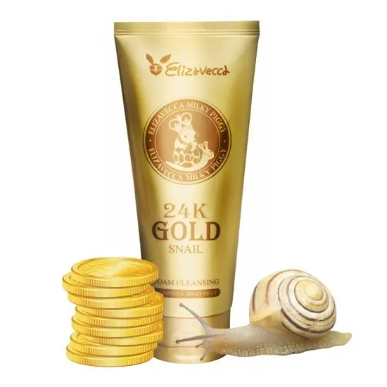 Пенка для умывания с муцином улитки и золотом Elizavecca 24k Gold Snail Cleansing Foam