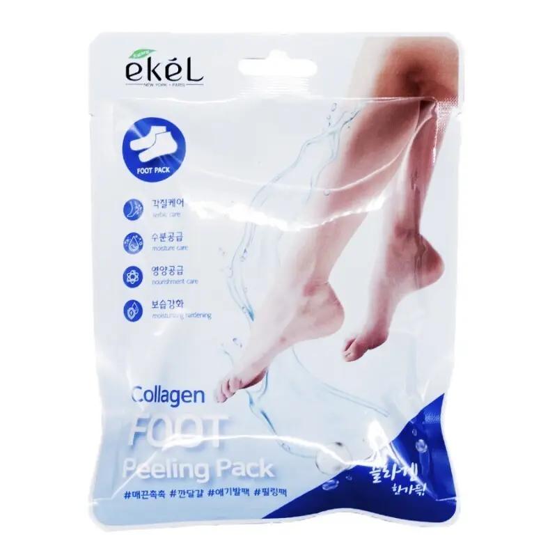 Пилинг носочки для удаления огрубевшей кожи ног с коллагеном Ekel Collagen Foot Peeling Pack