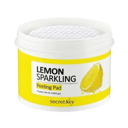 Фото для Secret Key Lemon Sparkling Peeling Pad Двусторонние ватные диски для интенсивного пилинга лица