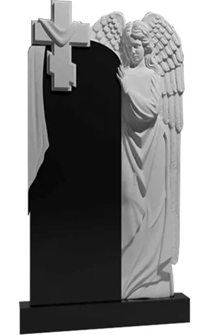 Фото для Гранитные памятники вертикальные резные черные ВАР-262 "Ангел" (премиум-класс)